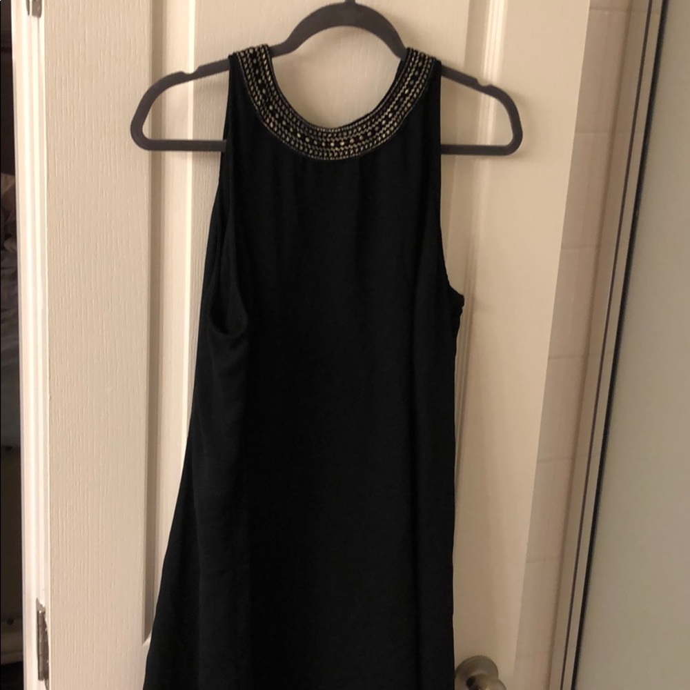 Black Flowy dress with gold detailed neckline